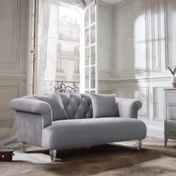 Elegance Grey Velvet Contemporary Loveseat with Acrylic Legs by Armen Living -Armen Living Online Shop acrylic armen living loveseats lceg2gr 31 1000