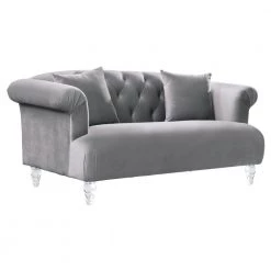 Elegance Grey Velvet Contemporary Loveseat with Acrylic Legs by Armen Living