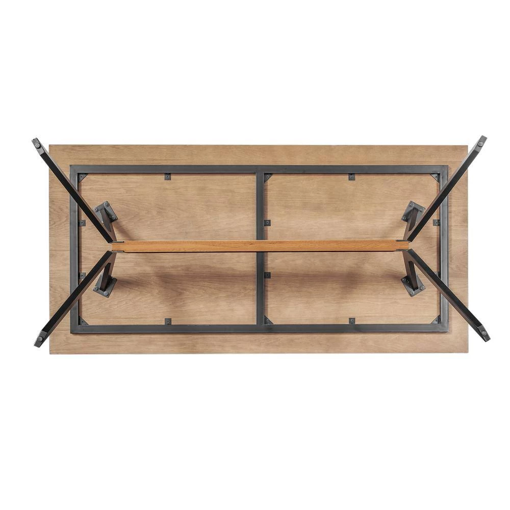 Nevada Rustic Oak Wood Balsamico Trestle Base Dining Table by Armen Living 6 Nevada Rustic Oak Wood Balsamico Trestle Base Dining Table by Armen Living - Image 4