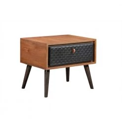 Coco 20 in. H Rustic Single Drawer Balsamico Oak Wood and Black Leather Nightstand by Armen Living -Armen Living Online Shop balsamico armen living nightstands lccolabal 4f 1000