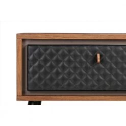 Coco 20 in. H Rustic Single Drawer Balsamico Oak Wood and Black Leather Nightstand by Armen Living -Armen Living Online Shop balsamico armen living nightstands lccolabal c3 1000