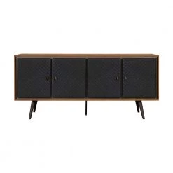 Coco Rustic Oak Wood and Leather Sideboard Cabinets by Armen Living