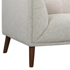 Hudson Mid-Century Button-Tufted Loveseat in Beige Linen and Walnut Legs by Armen Living -Armen Living Online Shop beige armen living loveseats lchu2be 44 1000