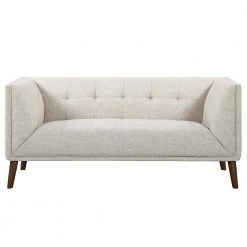Hudson Mid-Century Button-Tufted Loveseat in Beige Linen and Walnut Legs by Armen Living -Armen Living Online Shop beige armen living loveseats lchu2be c3 1000