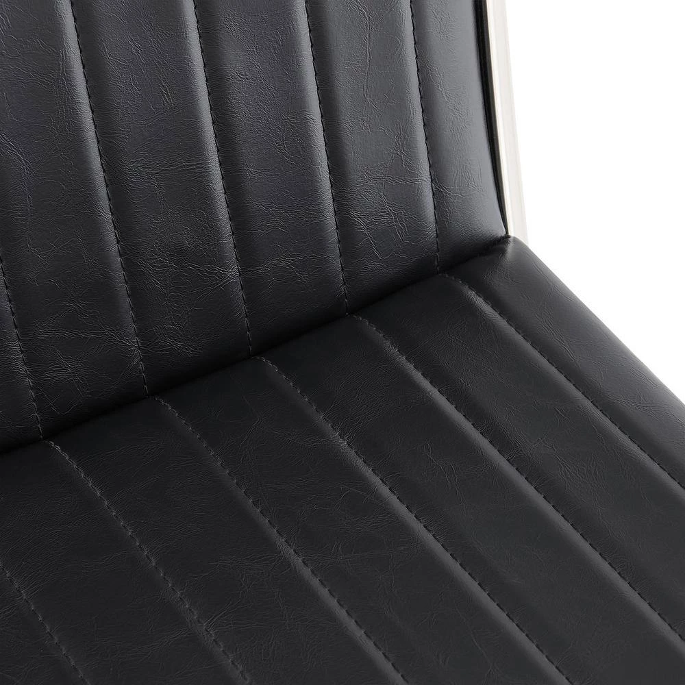 Pinellas Modern Black Faux Leather and Brushed Stainless Steel Bar and Counter Stool by Armen Living 8 Pinellas Modern Black Faux Leather and Brushed Stainless Steel Bar and Counter Stool by Armen Living - Image 6