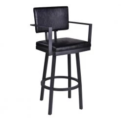 Balboa 26 in. Black Swivel Bar Stool by Armen Living