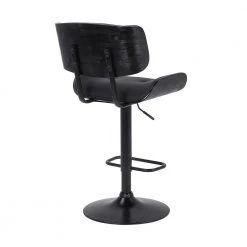 Brooklyn Adjustable 25-34 in. Height Low Back Swivel Black Faux Leather/Black Wood Bar Stool Black Base 46 in Height by Armen Living -Armen Living Online Shop black armen living bar stools lcbrbablbl 4f 1000