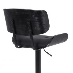 Brooklyn Adjustable 25-34 in. Height Low Back Swivel Black Faux Leather/Black Wood Bar Stool Black Base 46 in Height by Armen Living -Armen Living Online Shop black armen living bar stools lcbrbablbl fa 1000