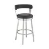 Bryant 26 in. Height Black Faux Leather and Brushed Stainless Steel Swivel Frame Low Back Bar Stool by Armen Living -Armen Living Online Shop black armen living bar stools lcbybabsbl26 64 1000
