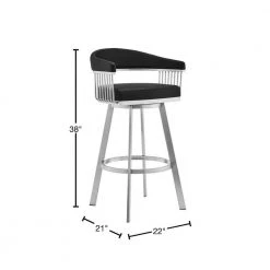 Chelsea 38 in. Black Standard Back Stainless Steel 30 in. Bar Stool with Faux Leather Seat by Armen Living 13 Chelsea 38 in. Black Standard Back Stainless Steel 30 in. Bar Stool with Faux Leather Seat by Armen Living -Armen Living Online Shop black armen living bar stools lccsbabsbl30 40 1000