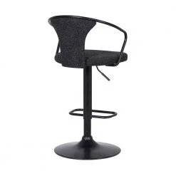 Ian 32 in. Black Powder Coated and Black Fabric Contemporary Adjustable Bar Stool by Armen Living -Armen Living Online Shop black armen living bar stools lciaswbablbl 1f 1000