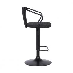 Ian 32 in. Black Powder Coated and Black Fabric Contemporary Adjustable Bar Stool by Armen Living -Armen Living Online Shop black armen living bar stools lciaswbablbl 4f 1000