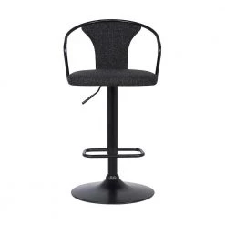 Ian 32 in. Black Powder Coated and Black Fabric Contemporary Adjustable Bar Stool by Armen Living -Armen Living Online Shop black armen living bar stools lciaswbablbl c3 1000