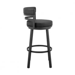 Madrid 36 in. Black Metal Bar Stool with Faux Leather Seat by Armen Living -Armen Living Online Shop black armen living bar stools lcmabablkbl26 e1 1000