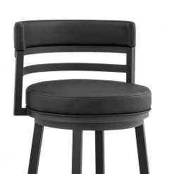 Madrid 40 in. Black Metal Bar Stool with Faux Leather Seat by Armen Living -Armen Living Online Shop black armen living bar stools lcmabablkbl30 fa 1000