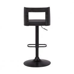 Milan 42 in. Product Height Low Back Adjustable Swivel Black Faux Leather and Black Wood Bar Stool with Black Base by Armen Living 15 Milan 42 in. Product Height Low Back Adjustable Swivel Black Faux Leather and Black Wood Bar Stool with Black Base by Armen Living -Armen Living Online Shop black armen living bar stools lcmlbablbl 1f 1000