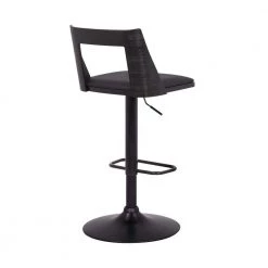 Milan 42 in. Product Height Low Back Adjustable Swivel Black Faux Leather and Black Wood Bar Stool with Black Base by Armen Living 14 Milan 42 in. Product Height Low Back Adjustable Swivel Black Faux Leather and Black Wood Bar Stool with Black Base by Armen Living -Armen Living Online Shop black armen living bar stools lcmlbablbl 4f 1000