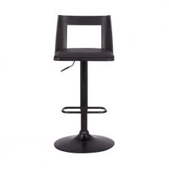 Milan 42 in. Product Height Low Back Adjustable Swivel Black Faux Leather and Black Wood Bar Stool with Black Base by Armen Living 13 Milan 42 in. Product Height Low Back Adjustable Swivel Black Faux Leather and Black Wood Bar Stool with Black Base by Armen Living -Armen Living Online Shop black armen living bar stools lcmlbablbl c3 1000
