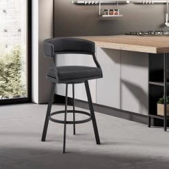 Saturn 35 in. Black Metal Bar Stool with Faux Leather Seat by Armen Living 19 Saturn 35 in. Black Metal Bar Stool with Faux Leather Seat by Armen Living -Armen Living Online Shop black armen living bar stools lcsnbablkbl26 31 1000