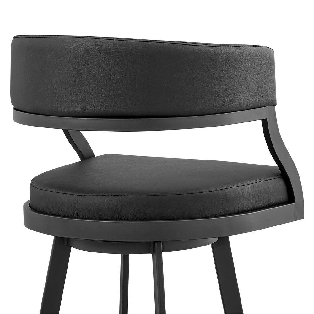 Saturn 39 in. Black Metal Bar Stool with Faux Leather Seat by Armen Living 10 Saturn 39 in. Black Metal Bar Stool with Faux Leather Seat by Armen Living - Image 8