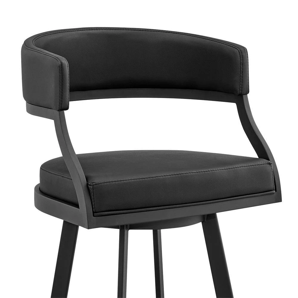 Saturn 39 in. Black Metal Bar Stool with Faux Leather Seat by Armen Living 9 Saturn 39 in. Black Metal Bar Stool with Faux Leather Seat by Armen Living - Image 7