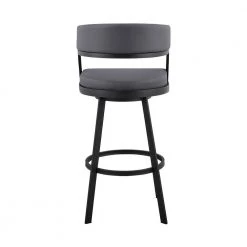 Saturn 35 in. Grey Metal Bar Stool with Faux Leather Seat by Armen Living -Armen Living Online Shop black armen living bar stools lcsnbablkgr26 44 1000