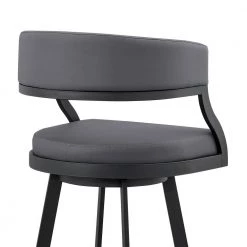 Saturn 35 in. Grey Metal Bar Stool with Faux Leather Seat by Armen Living -Armen Living Online Shop black armen living bar stools lcsnbablkgr26 76 1000