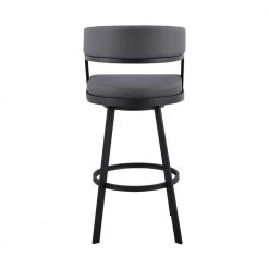 Saturn 39 in. Grey Metal Bar Stool with Faux Leather Seat by Armen Living -Armen Living Online Shop black armen living bar stools lcsnbablkgr30 44 1000