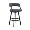Saturn 39 in. Grey Metal Bar Stool with Faux Leather Seat by Armen Living -Armen Living Online Shop black armen living bar stools lcsnbablkgr30 64 1000