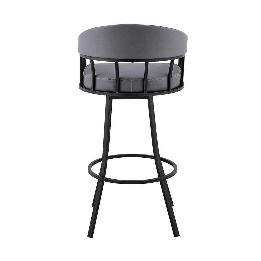 Valerie 36 in. Slate Grey Metal Bar Stool with Faux Leather Seat by Armen Living 8 Valerie 36 in. Slate Grey Metal Bar Stool with Faux Leather Seat by Armen Living - Image 6