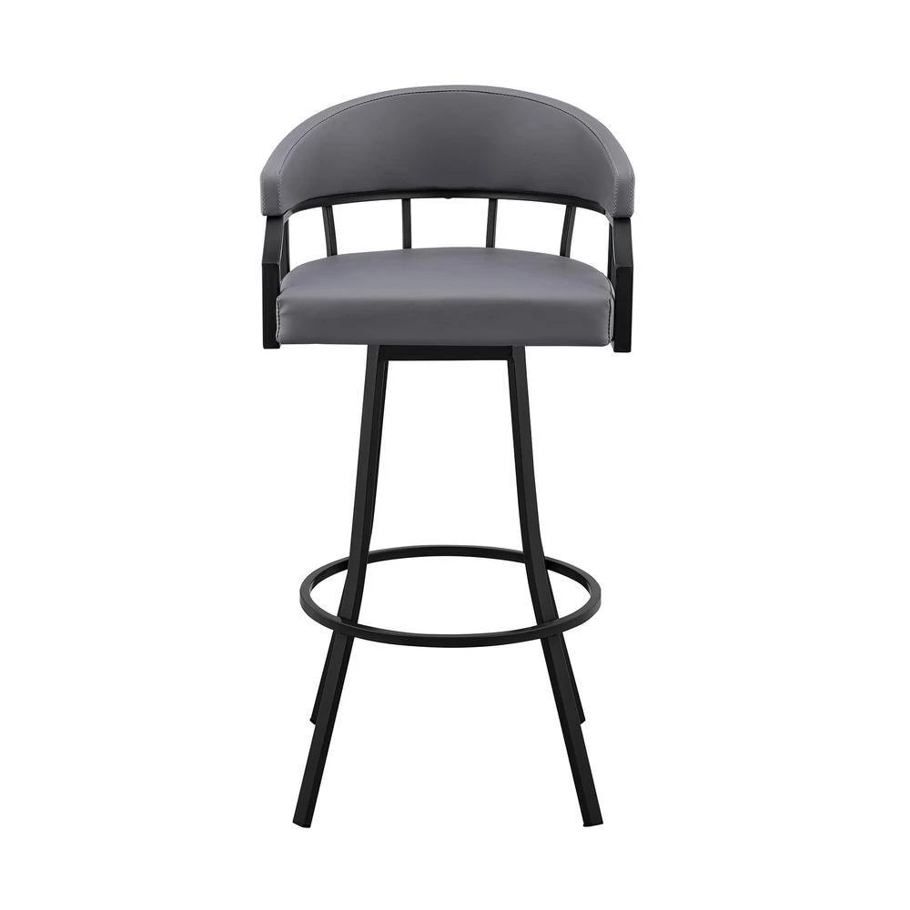 Valerie 36 in. Slate Grey Metal Bar Stool with Faux Leather Seat by Armen Living 5 Valerie 36 in. Slate Grey Metal Bar Stool with Faux Leather Seat by Armen Living - Image 3