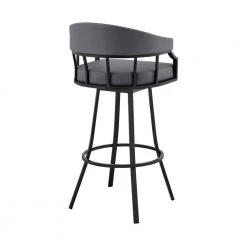 Valerie 40 in. Slate Grey Metal Bar Stool with Faux Leather Seat by Armen Living 15 Valerie 40 in. Slate Grey Metal Bar Stool with Faux Leather Seat by Armen Living -Armen Living Online Shop black armen living bar stools lcvlbambgr30 1f 1000