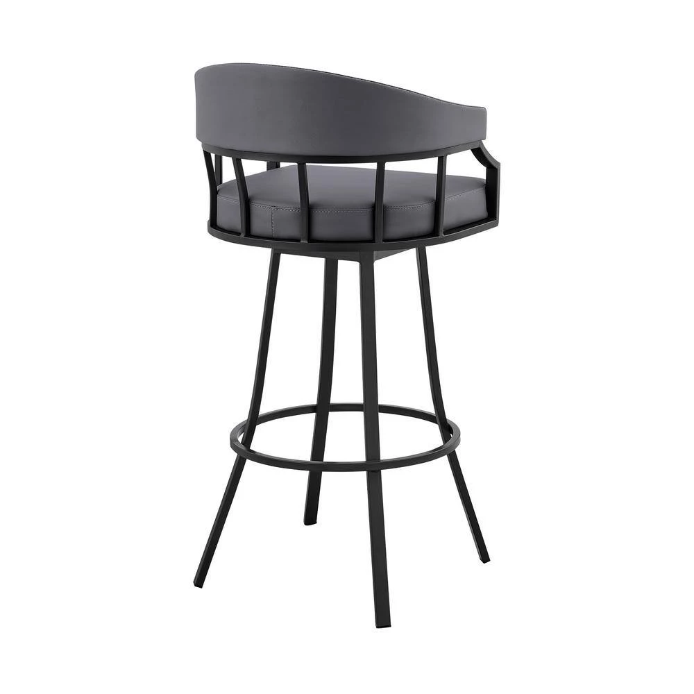 Valerie 40 in. Slate Grey Metal Bar Stool with Faux Leather Seat by Armen Living 7 Valerie 40 in. Slate Grey Metal Bar Stool with Faux Leather Seat by Armen Living - Image 5