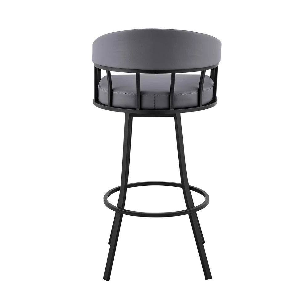 Valerie 40 in. Slate Grey Metal Bar Stool with Faux Leather Seat by Armen Living 8 Valerie 40 in. Slate Grey Metal Bar Stool with Faux Leather Seat by Armen Living - Image 6