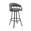 Valerie 40 in. Slate Grey Metal Bar Stool with Faux Leather Seat by Armen Living