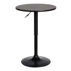 Bentley Adjustable Pub Table in Black Brushed Wood and Black Metal by Armen Living
