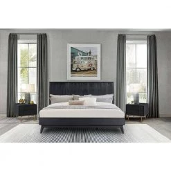 Carnaby 3-Piece Black Brushed Oak King Bedroom Set by Armen Living -Armen Living Online Shop black armen living bedroom sets setcfbdblkg3a 31 1000