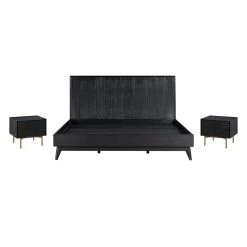 Carnaby 3-Piece Black Brushed Oak King Bedroom Set by Armen Living