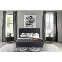 Carnaby 3-Piece Black Brushed Oak Queen Bedroom Set by Armen Living -Armen Living Online Shop black armen living bedroom sets setcfbdblqn3a 31 1000