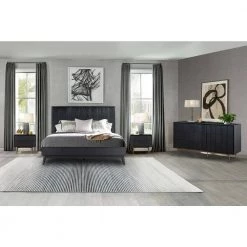 Carnaby 4-Piece Black Brushed Oak Queen Bedroom Set by Armen Living -Armen Living Online Shop black armen living bedroom sets setcfbdblqn4a 31 1000