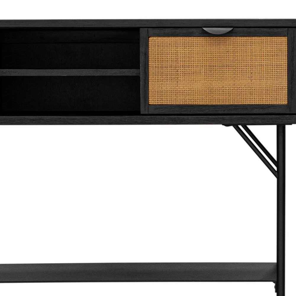Saratoga 47 in. L Black 31.5 in. H Rectangular Acacia Console Table with Rattan by Armen Living 8 Saratoga 47 in. L Black 31.5 in. H Rectangular Acacia Console Table with Rattan by Armen Living - Image 6