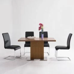 Amanda 38 in. Black Faux Leather and Chrome Finish Contemporary Side Chair (Set of 2) by Armen Living -Armen Living Online Shop black armen living dining chairs lcamsibl 31 1000