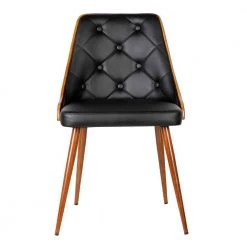 Lily 31 in. Black Faux Leather and Walnut Wood Finish Mid-Century Dining Chair by Armen Living -Armen Living Online Shop black armen living dining chairs lcllsiwabl 4f 1000