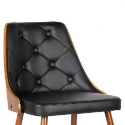 Lily 31 in. Black Faux Leather and Walnut Wood Finish Mid-Century Dining Chair by Armen Living -Armen Living Online Shop black armen living dining chairs lcllsiwabl fa 1000