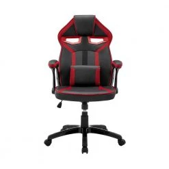 Aspect Black and Red Upholstery Black Finish Faux Leather Gaming Chair with Arms and Lumbar Support by Armen Living -Armen Living Online Shop black armen living gaming chairs lcasgcrdblk c3 1000