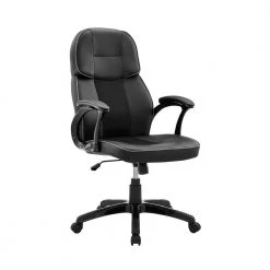 Bender Black and Gray Upholstery Black Finish Faux Leather Gaming Chair with Arms by Armen Living