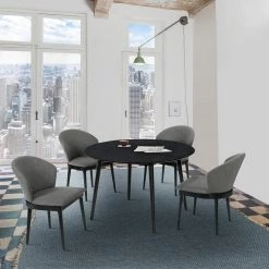 Arcadia 48 in. Black Wood Round 4-Seat Dining Table by Armen Living -Armen Living Online Shop black armen living kitchen dining tables lcardibl48 1f 1000