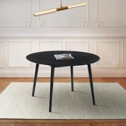 Arcadia 48 in. Black Wood Round 4-Seat Dining Table by Armen Living -Armen Living Online Shop black armen living kitchen dining tables lcardibl48 31 1000