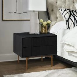 Carnaby 2-Drawer Black Nightstand 21 in. H x 17 in. W x 24 in. D by Armen Living -Armen Living Online Shop black armen living nightstands lccflabl 31 1000