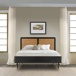 Saratoga 63 in. W Black Queen Acacia Wood Frame Platform Bed by Armen Living -Armen Living Online Shop black armen living platform beds lcsrbdblqn 31 1000